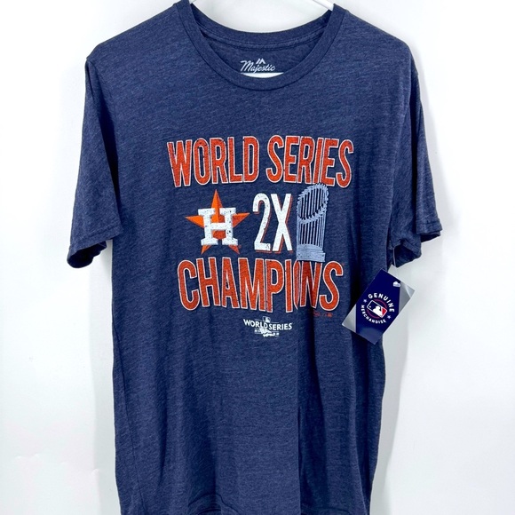 NWT Majestic Houston Astros 2X World Series Champions ShortSleeve Shirt - Picture 1 of 9